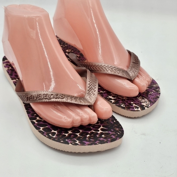 NWT Havaianas Women's Flip Flop Bundle Black Purple Leopard 2 Pairs Size 37-38 - Picture 9 of 12